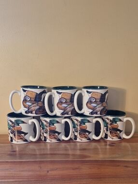 Vintage 1994 Set of 7 Potpourri Designs Duck Decoy Mugs
